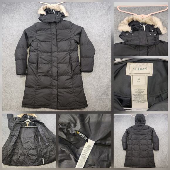 LL Bean Ultrawarm Coat Womens Medium Down Long Parka Jacket DownTek Fur Hooded - Picture 1 of 16